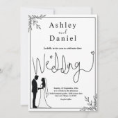 Elegante zwart-wit romantische paar bruiloft kaart (Voorkant)