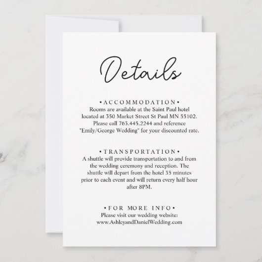 Elegante zwart-wit romantische paar bruiloft kaart (Achterkant)