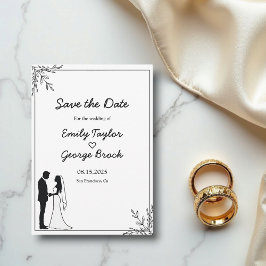 Elegante zwart-wit romantische paar bruiloft save the date
