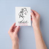Elegante Zwart Wit Rood Haarstijl Schoonheid Meisj Flyer (Hand)