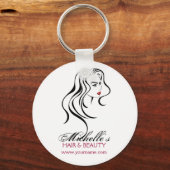 Elegante Zwart Wit Rood Haarstijl Schoonheid Meisj Sleutelhanger (Voorkant)