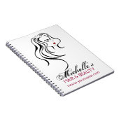 Elegante zwart-wit-rood kapsel beauty girl notitieboek (Rechterzijde)