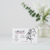Elegante zwart-wit-rood kapsel beauty girl visitekaartje (Staand voorkant)