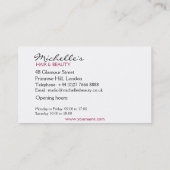 Elegante zwart-wit-rood kapsel beauty girl visitekaartje (Achterkant)