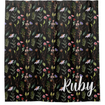Elegante zwart wit & roze wilde bloem waterverf