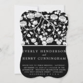 Elegante zwart & wit rozen bloemenbruiloft kaart (Voorkant)