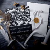 Elegante zwart & wit rozen bloemenbruiloft kaart