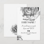 Elegante  zwart-wit rozenprint kaart (Voorkant / Achterkant)