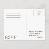 Elegante  zwart-wit rozenprint uitnodiging briefkaart (Achterkant)