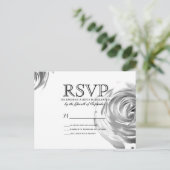 Elegante  zwart-wit rozenprint uitnodiging briefkaart (Staand voorkant)