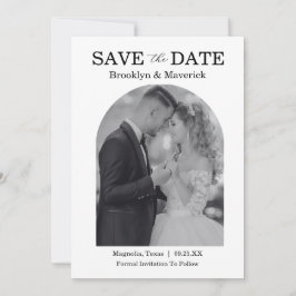 Elegante Zwart & Wit Save The Date Foto