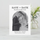Elegante Zwart & Wit Save The Date Foto (Staand voorkant)