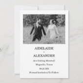 Elegante Zwart & Wit Save The Date Foto (Achterkant)