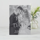 Elegante Zwart & Wit Save The Date Foto (Staand voorkant)