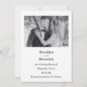 Elegante Zwart & Wit Save The Date Foto (Achterkant)
