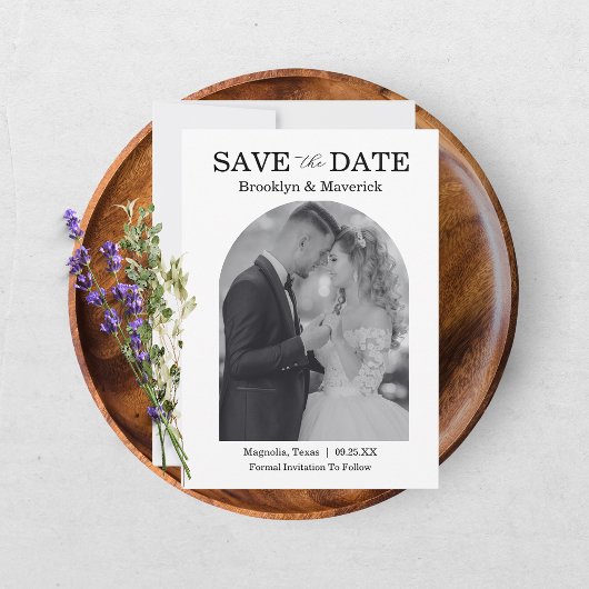 Elegante Zwart & Wit Save The Date Foto