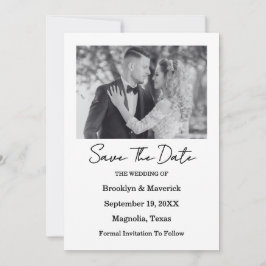Elegante Zwart & Wit Save The Date Foto Kaart