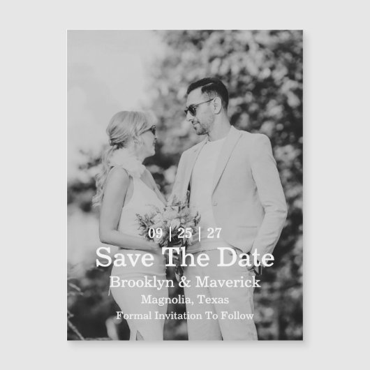 Elegante Zwart & Wit Save The Date Foto Magnetisch (Voorkant)