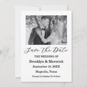 Elegante Zwart & Wit Save The Date Fotokaart Kaart