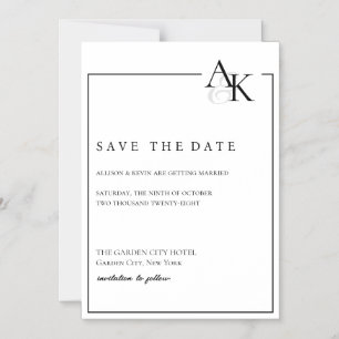 Elegante Zwart & Wit Save the Date-magneet Magnetische Uitnodiging