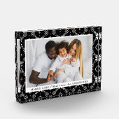 Elegante zwart-wit Scandinavische sneeuwvlok Kerst Fotoblokken (Links)