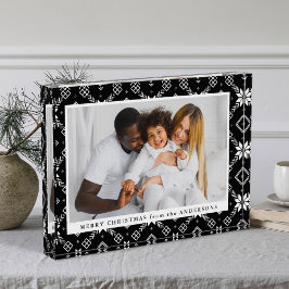 Elegante zwart-wit Scandinavische sneeuwvlok Kerst Fotoblokken