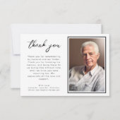 Elegante zwart-wit script begrafenisfoto bedankkaart (Voorkant)