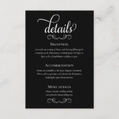 Elegante zwart-wit script bruiloft details informatiekaartje (Voorkant)