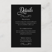 Elegante zwart-wit script bruiloft details informatiekaartje (Voorkant)