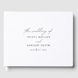 Elegante zwart-wit script bruiloft gastenboek