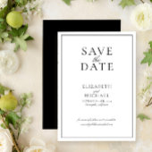 Elegante zwart-wit script bruiloft Save the Date Kaart
