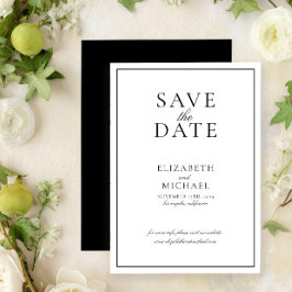Elegante zwart-wit script bruiloft Save the Date Kaart