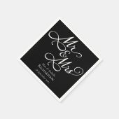 Elegante zwart-wit script bruiloft servetten (Hoek)