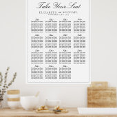 Elegante zwart-wit script bruiloft zitplaatsen poster (Keuken)