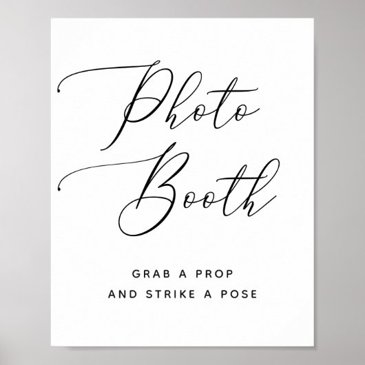Elegante zwart-wit script bruiloftsfotocabine poster (Voorkant)