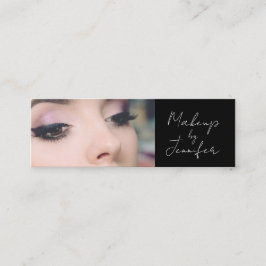 Elegante zwart wit script foto make-up mini visitekaartje