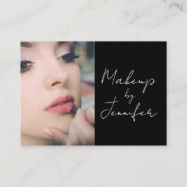 Elegante zwart wit script foto make-up visitekaartje
