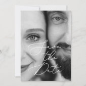 Elegante Zwart Wit Script Foto Save The Date (Voorkant)