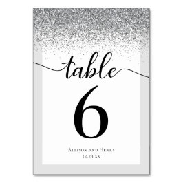 Elegante zwart wit script glitter bruiloft kaart