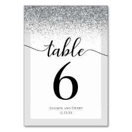 Elegante zwart wit script glitter bruiloft kaart