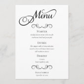 Elegante zwart-wit script kalligrafie bruiloft menu (Voorkant)