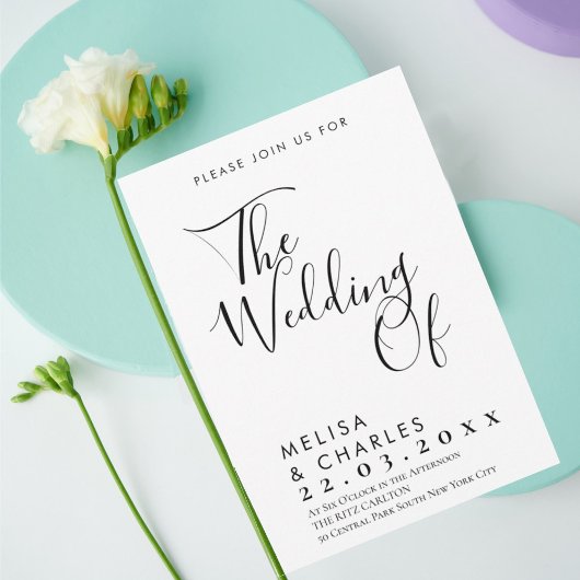 Elegante zwart-wit script kalligrafie kaart