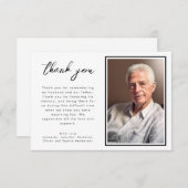 Elegante zwart-wit script rouwfoto bedankkaart (Voorkant / Achterkant)