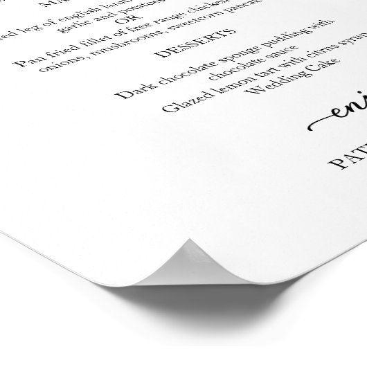 Elegante zwart-wit script trouwkaart poster (Hoek)