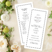 Elegante zwart-wit script typografie bruiloft programmakaart