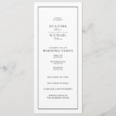 Elegante zwart-wit script typografie bruiloft programmakaart (Voorkant)