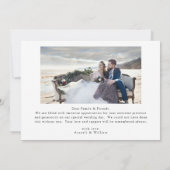 Elegante zwart-wit scriptuur trouwfoto bedankkaart (Achterkant)