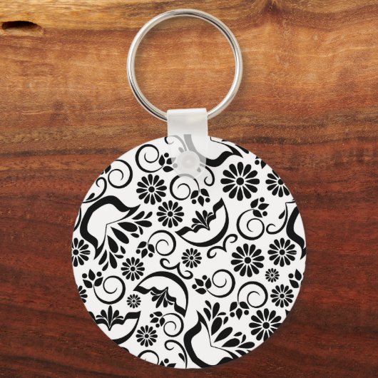 Elegante zwart-wit sleutelhanger (Voorkant)