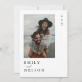 Elegante zwart & wit strand bruiloft foto kaart (Voorkant)