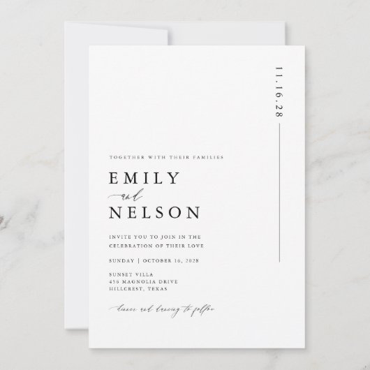 Elegante zwart & wit strand bruiloft foto kaart (Achterkant)